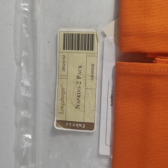 2 Longaberger Orange Ghost Fabric Napkins New In Package - Picture 2 of 6